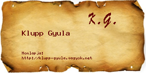 Klupp Gyula névjegykártya