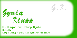 gyula klupp business card